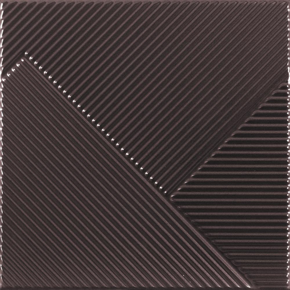 Striped 3D relief ceramic wall tile Dune Stripes Mix Mercury, 25x25 cm, 10 mm, metallic silver
