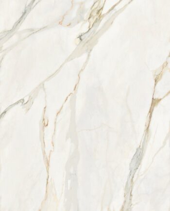 Marble effect porcelain slab ABK Sensi Signoria Calacatta Michelangelo, 120x280 cm, 6 mm, polished (lux)