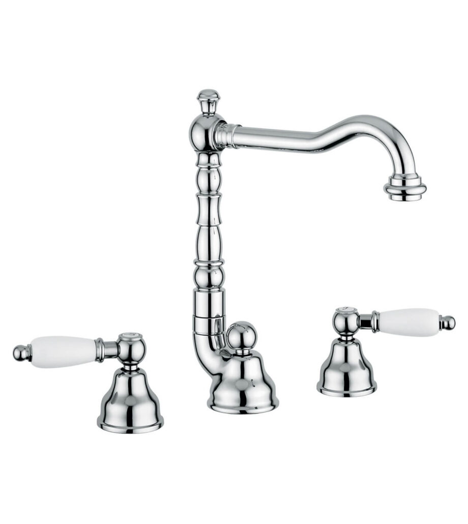 Three-hole basin mixer Emmevi Decò Ceramic 121643 with pop-up waste