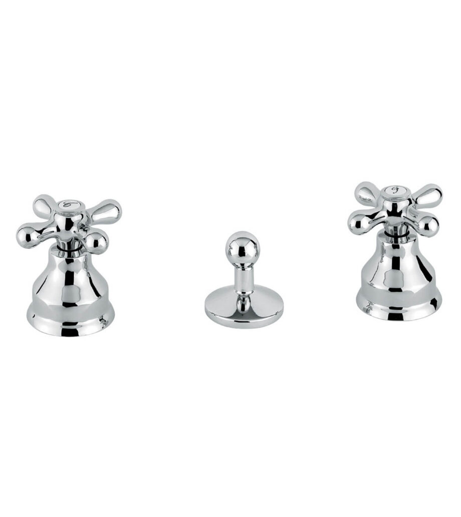 Three-hole bidet mixer Emmevi Decò Classic 12034 with pop-up waste