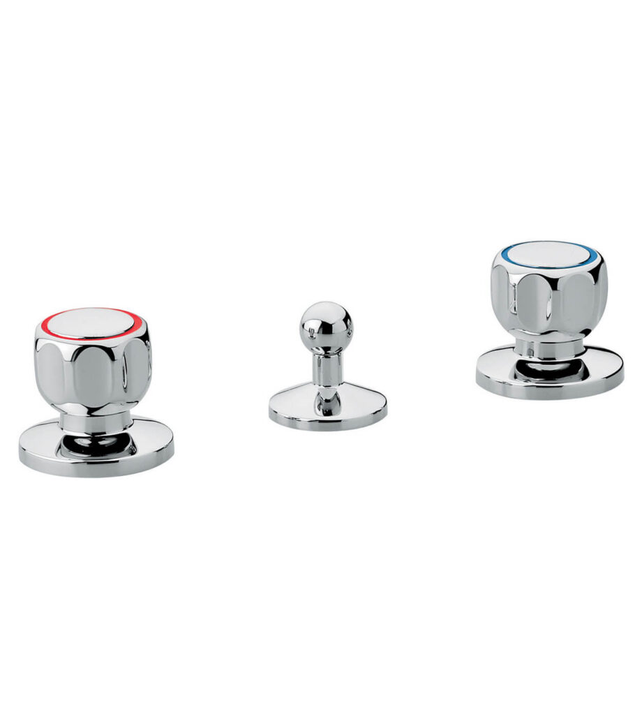 Three-hole bidet mixer Emmevi Sole 15034 with pop-up waste, chrome Three-hole bidet mixer Emmevi Sole 15034 with pop-up waste