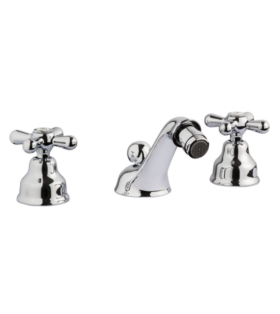 Three-hole bidet mixer Emmevi Stella 17044 with pop-up waste, chrome Three-hole bidet mixer Emmevi Stella 17044 with pop-up waste