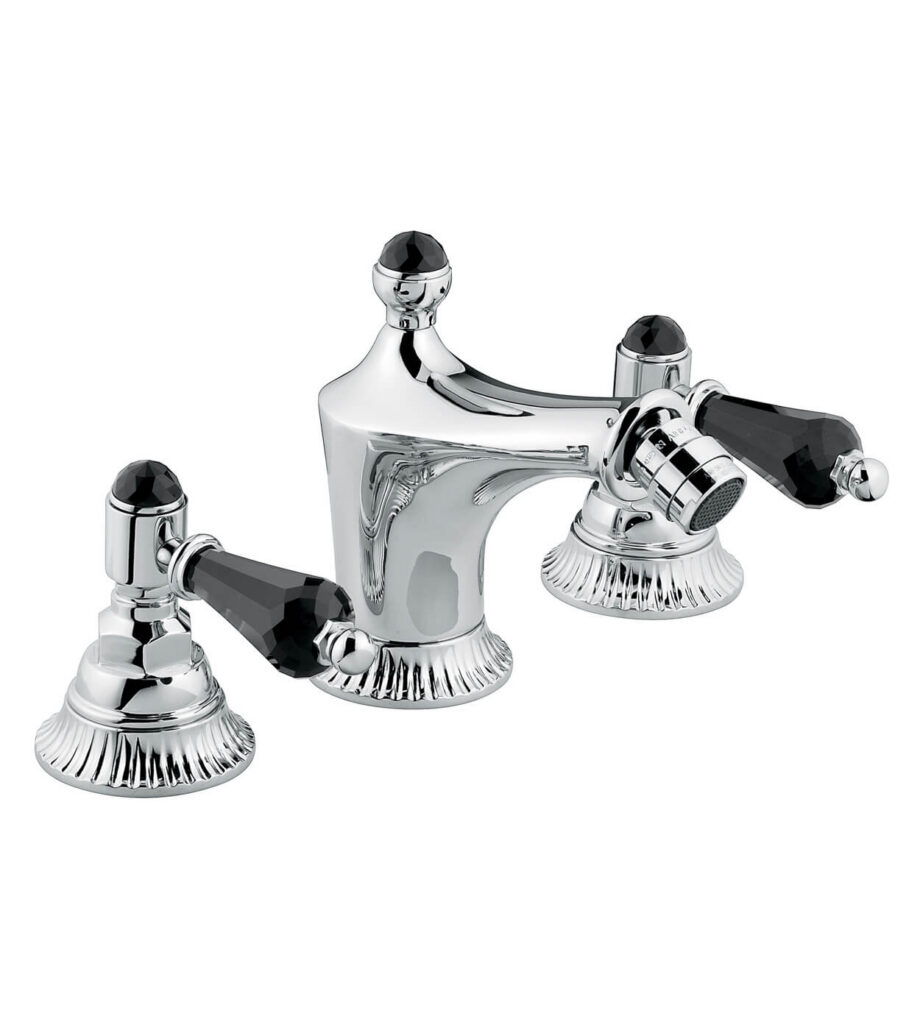 Three-hole bidet mixer Emmevi The One Atena 98044 with pop-up waste, chrome, with black crystal Three-hole bidet mixer Emmevi The One Atena 98044 with pop-up waste – 3