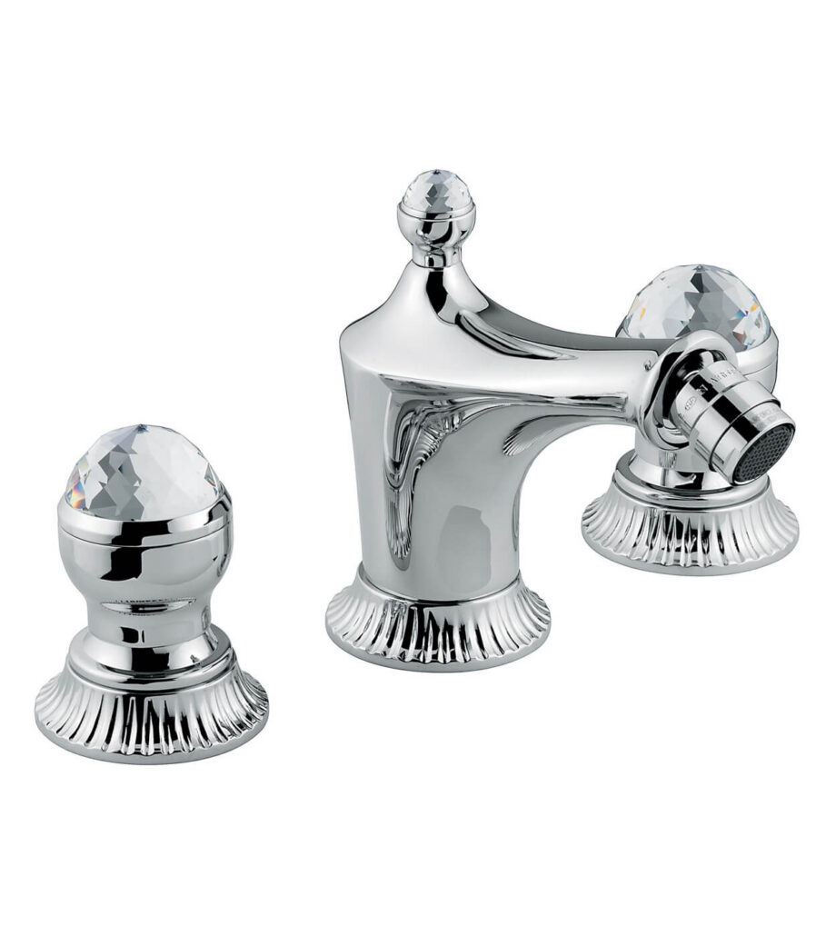 Three-hole bidet mixer Emmevi The One Leda 98044 with pop-up waste, chrome, with clear crystal Three-hole bidet mixer Emmevi The One Leda 98044 with pop-up waste – 2