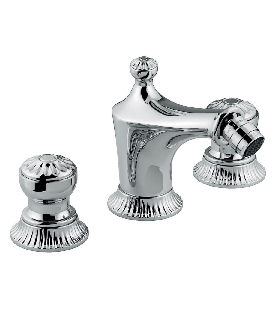 Three-hole bidet mixer Emmevi The One Leda 98044 with pop-up waste, chrome, without crystal Three-hole bidet mixer Emmevi The One Leda 98044 with pop-up waste