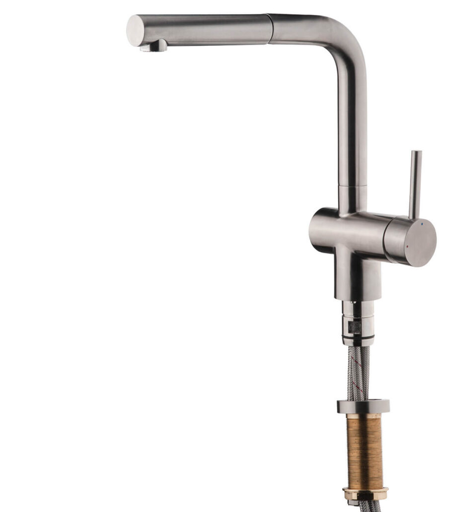 Under-window kitchen mixer Emmevi Piper 45344INES with fold-down spout, stainless steel Under-window kitchen mixer Emmevi Piper 45344INES with fold-down spout