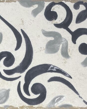 Valencian hydraulic-pattern porcelain floor tile Dune Antiga Barraquetes Marengo, 20x20 cm, 9 mm, dark grey
