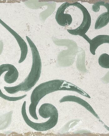 Valencian hydraulic-pattern porcelain floor tile Dune Antiga Barraquetes Verde, 20x20 cm, 9 mm, green