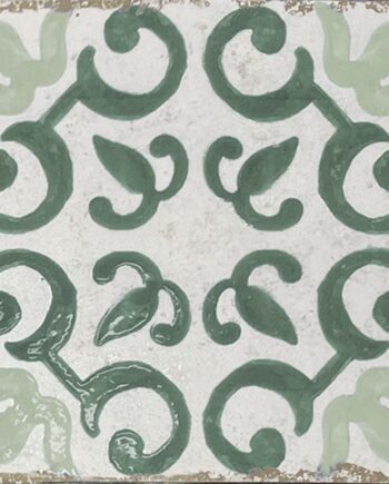 Valencian hydraulic-pattern porcelain floor tile Dune Antiga Mareny Verde, 20x20 cm, 9 mm, green