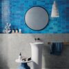 Coloured ceramic wall tile ABK Poetry Colors Blue, 10×10 cm, 8.5 mm, glazed, handcrafted look – view 4 Coloured ceramic wall tile for bathroom and kitchen ABK Poetry Colors Blue, 7.5x15 cm, 8.5 mm, glazed, handcrafted look – 4