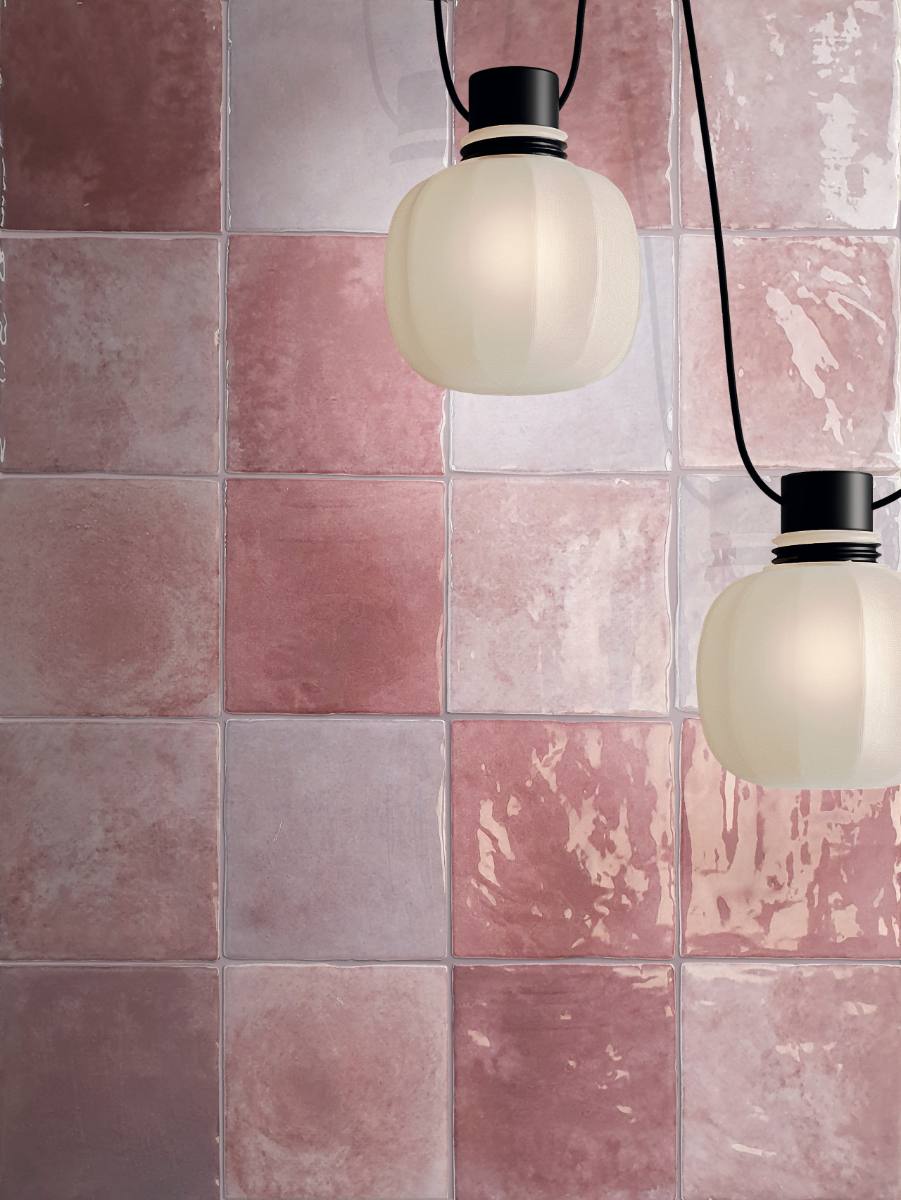 Coloured ceramic wall tile ABK Poetry Colors Blush, 10x10 cm, 8.5 mm, glazed, handcrafted look – 3