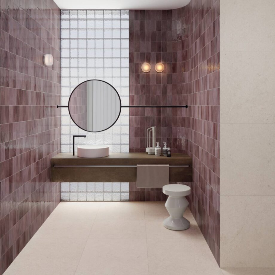 Coloured ceramic wall tile ABK Poetry Colors Blush, 8.5 glazed, handcrafted look – view 5 Coloured ceramic wall tile ABK Poetry Colors Blush, 10x10 cm, 8.5 mm, glazed, handcrafted look – 5
