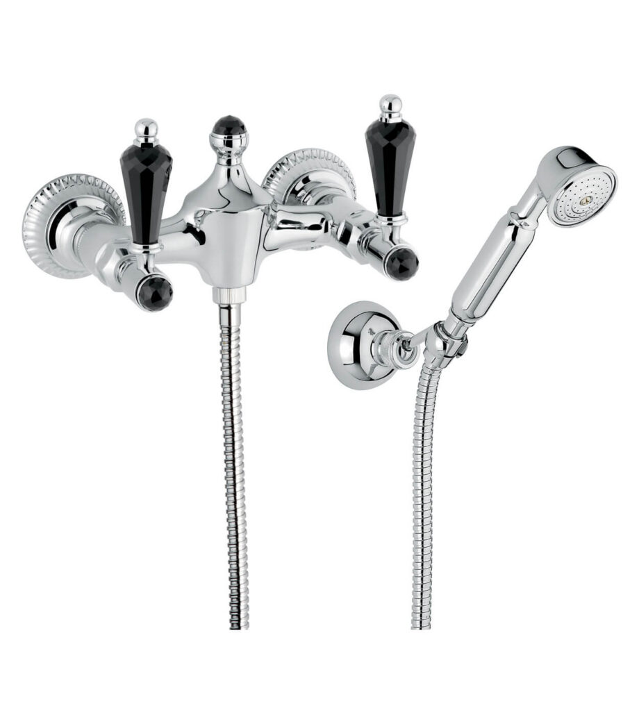 Wall-mounted shower mixer Emmevi The One Atena 98002, chrome, with black crystal, mixer + shower set Wall-mounted shower mixer Emmevi The One Atena 98002 – 6
