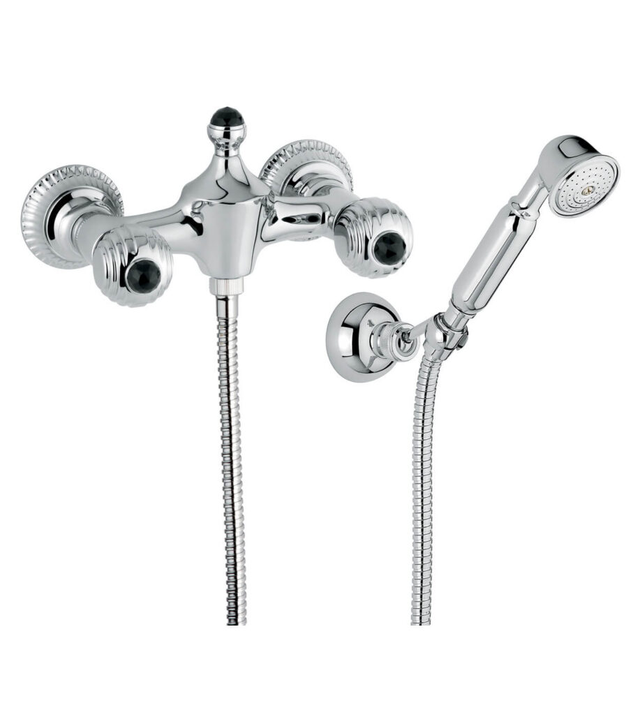 Wall-mounted shower mixer Emmevi The One Cloe 98002, chrome, with black crystal, mixer + shower set Wall-mounted shower mixer Emmevi The One Cloe 98002 – 6