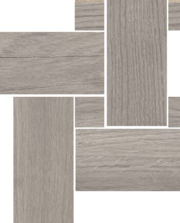 Wood effect porcelain mosaic tile Tau Loire Gray Legno, 22x22 cm, grey