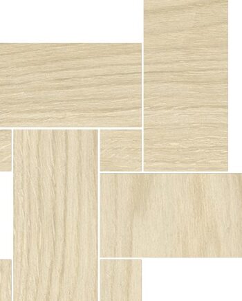 Wood effect porcelain mosaic tile Tau Loire Sand Legno, 22x22 cm, sand beige